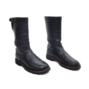 Ann Demeulemeester Black Leather Mid-Calf Boots